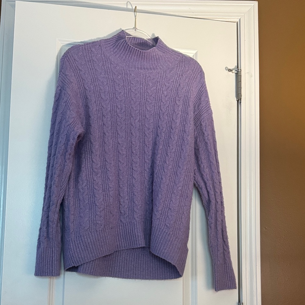 Time and Tru Lavender Cable Knit Turtleneck Sweater